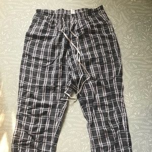 Drawstring and Elastic Waist Plaid Pants